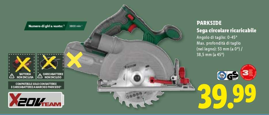 PARKSIDE Sega circolare ricaricabile