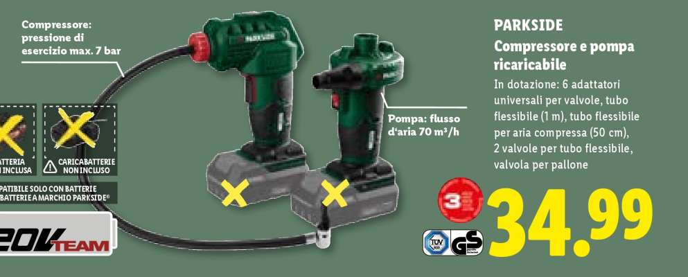 PARKSIDE Compressore e pompa ricaricabile