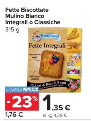 Fette Biscottate Mulino Bianco Integrali o Classiche