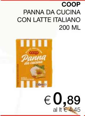 COOP PANNA DA CUCINA CON LATTE ITALIANO