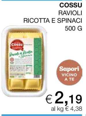 COSSU RAVIOLI RICOTTA E SPINACI 500 G