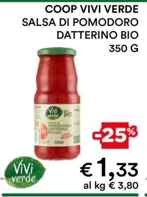 COOP VIVI VERDE SALSA DI POMODORO DATTERINO BIO