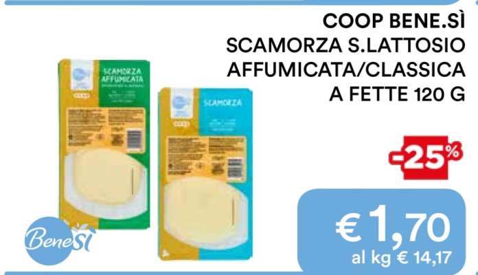 COOP BENE.SÌ SCAMORZA S.LATTOSIO AFFUMICATA/CLASSICA A FETTE 120 G