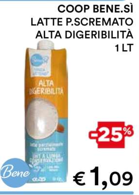 COOP BENE.SÌ LATTE P.SCREMATO ALTA DIGERIBILITÀ 1 LT