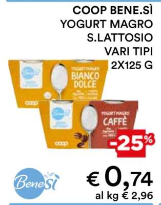 COOP BENE.SÌ YOGURT MAGRO S.LATTOSIO VARI TIPI