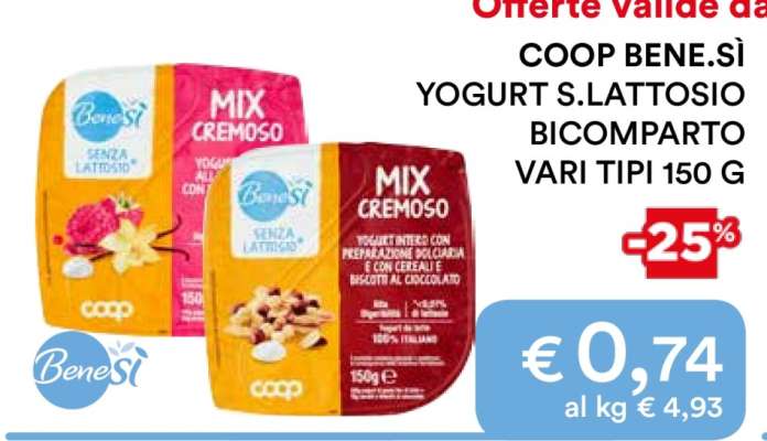 COOP BENE.SÌ YOGURT S.LATTOSIO BICOMPARTO