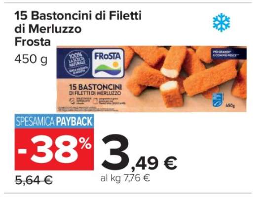15 BASTONCINI DI FILETTI DI MERLUZZO FROSTA