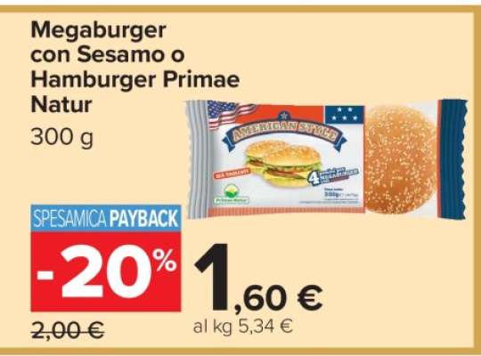 Megaburger con Sesamo o Hamburger Primae Natur