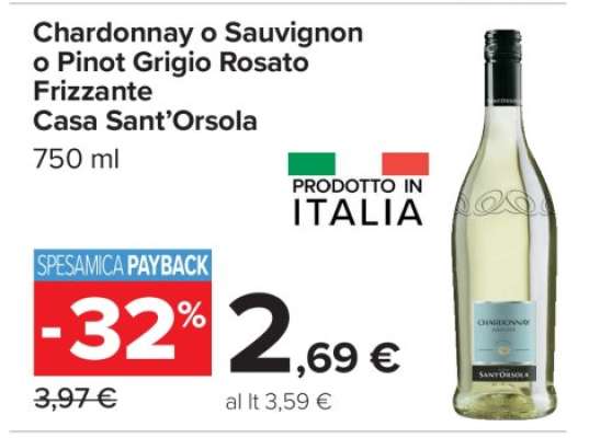 Chardonnay o Sauvignon o Pinot Grigio Rosato Frizzante Casa Sant’Orsola