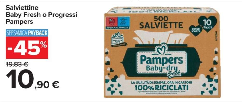 Salviettine Baby Fresh o Progressi Pampers