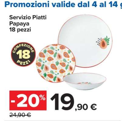 Servizio Piatti Papaya 18 pezzi