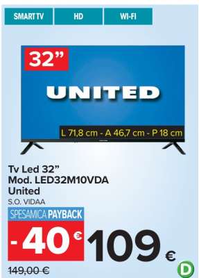 Tv Led 32” Mod. LED32M10VDA United