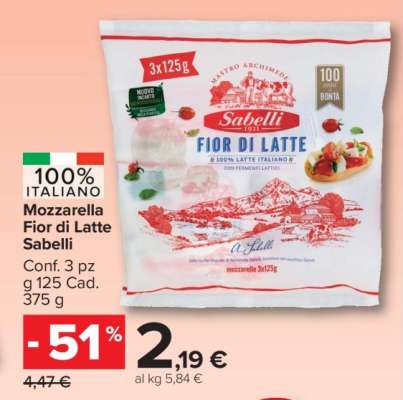 MOZZARELLA FIOR DI LATTE SABELLI
