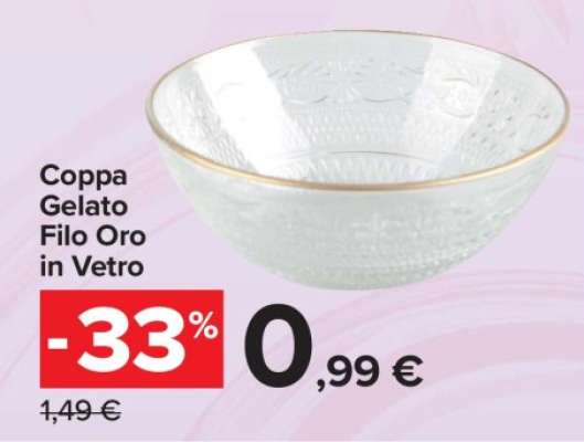 Coppa Gelato Filo Oro in Vetro