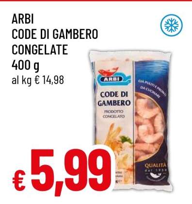 ARBI CODE DI GAMBERO CONGELATE