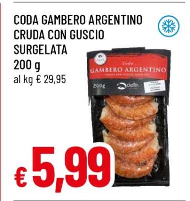 CODA GAMBERO ARGENTINO CRUDA CON GUSCIO SURGELATA