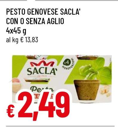 PESTO GENOVESE SACLA' CON O SENZA AGLIO