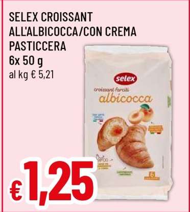 SELEX CROISSANT ALL'ALBICOCCA/CON CREMA PASTICCERA
