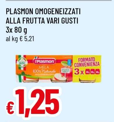 PLASMON OMOGENEIZZATI ALLA FRUTTA VARI GUSTI