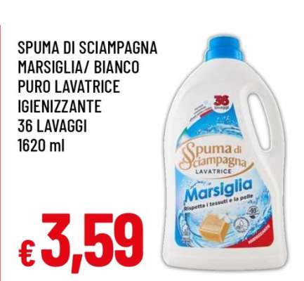 SPUMA DI SCIAMPAGNA MARSIGLIA/BIANCO PURO LAVATRICE IGIENIZZANTE