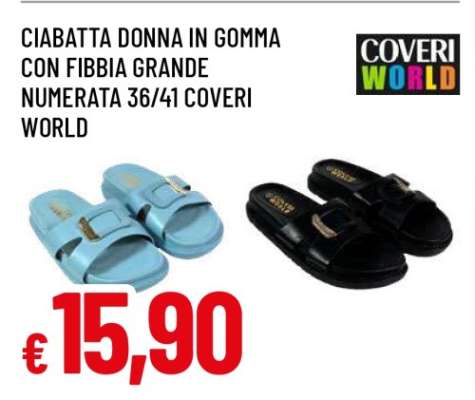 CIABATTA DONNA IN GOMMA CON FIBBIA GRANDE NUMERATA 36/41 COVERI WORLD