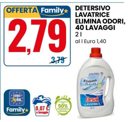 DETERSIVO LAVATRICE ELIMINA ODORI, 40 LAVAGGI