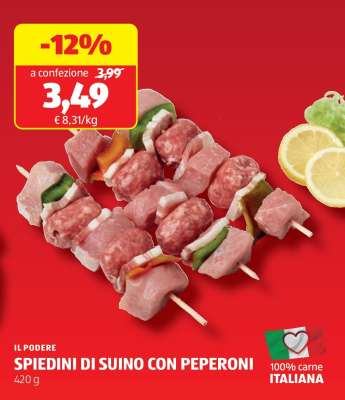 IL PODERE SPIEDINI DI SUINO CON PEPERONI