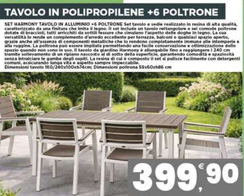 TAVOLO IN POLIPROPILENE +6 POLTRONE