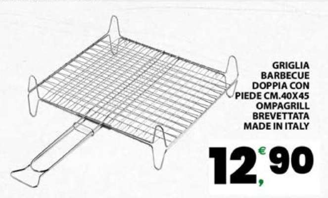 GRIGLIA BARBECUE DOPPIA CON PIEDE CM.40X45 OMPAGRILL BREVETTATA MADE IN ITALY