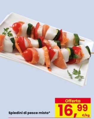 Spiedini di pesce misto