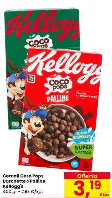Cereali Coco Pops Barchette o Palline Kellogg's