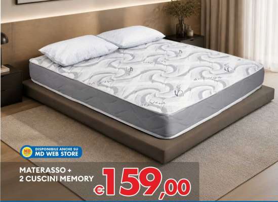 MATERASSO + 2 CUSCINI MEMORY