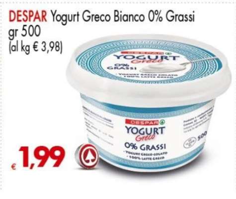 DESPAR Yogurt Greco Bianco 0% Grassi
