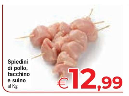 Spiedini di pollo, tacchino e suino