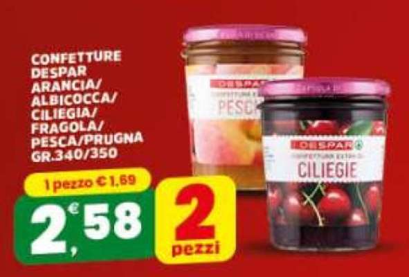 CONFETTURE DESPAR ARANCIA/ALBICOCCA/CILIEGIA/FRAGOLA/PESCA/PRUGNA