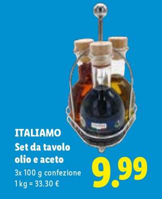 ITALIANO Set da tavolo olio e aceto