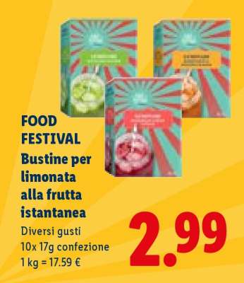 FOOD FESTIVAL Bustine per limonata alla frutta istantanea