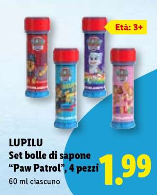 LUPILU Set bolle di sapone 'Paw Patrol', 4 pezzi