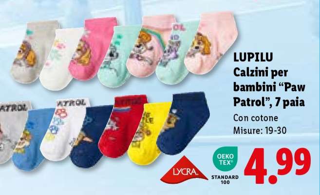 LUPILU Calzini per bambini “Paw Patrol”, 7 paia