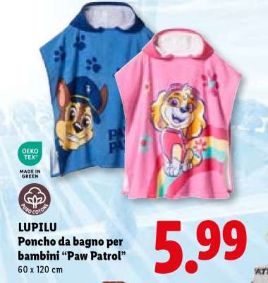 LUPILU Poncho da bagno per bambini 'Paw Patrol'