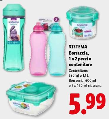 SISTEMA Borraccia, 1 o 2 pezzi o contenitore