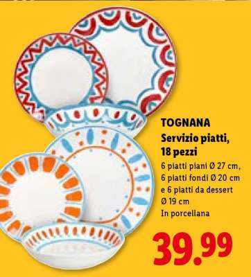 Tognana Servizio piatti, 18 pezzi