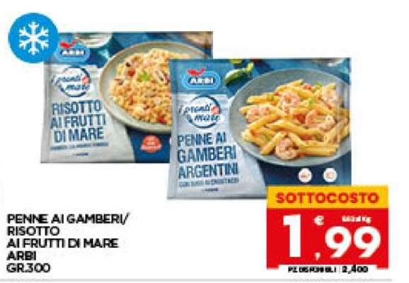 PENNE AI GAMBERI/RISOTTO AI FRUTTI DI MARE