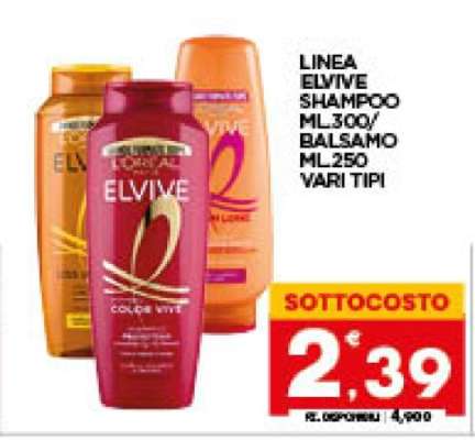LINEA ELVIVE SHAMPOO ML300/BALSAMO ML250 VARI TIPI