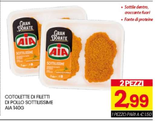 COTOLETTE DI FILETTI DI POLLO SOTTILISSIME AIA 140G