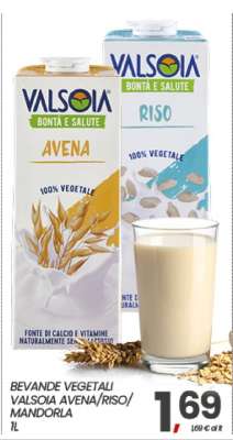 BEVANDE VEGETALI VALSOIA AVENA/RISO/MANDORLA