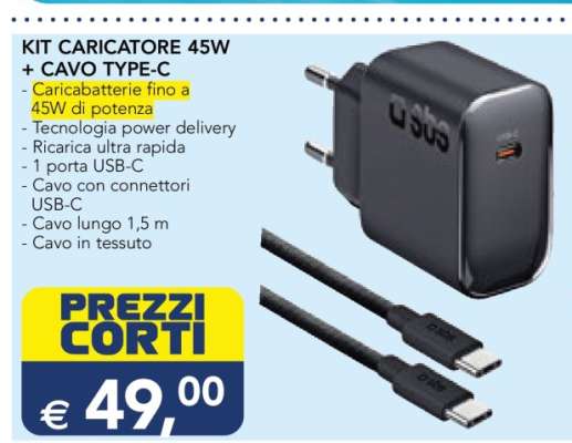 KIT CARICATORE 45W + CAVO TYPE-C