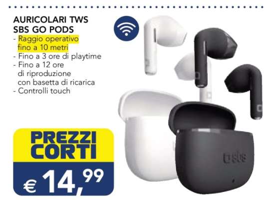 AURICOLARI TWS SBS GO PODS