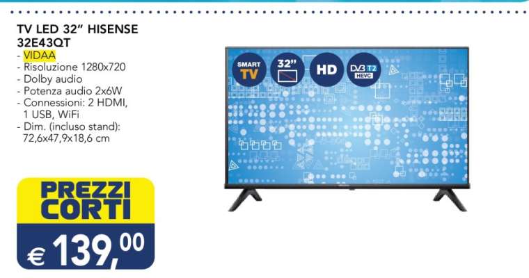 TV LED 32" HISENSE 32E43QT