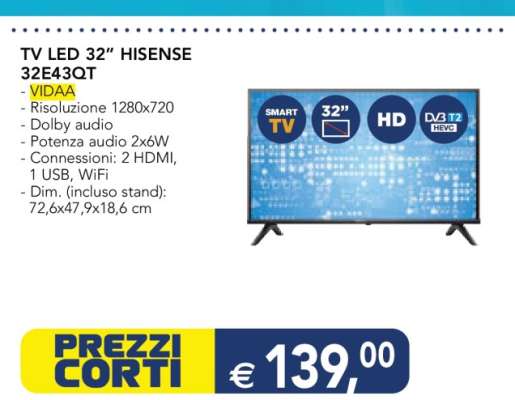 TV LED 32" HISENSE 32E43QT